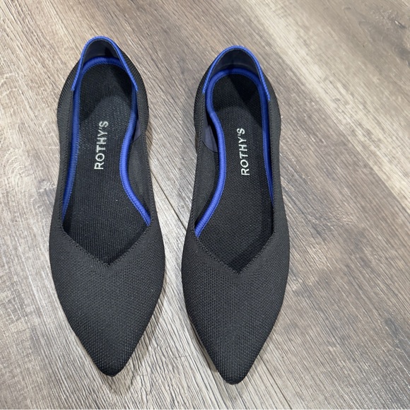Rothy's Black Flats with Blue Trim - Picture 2 of 5